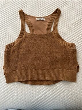 Anthropologie Brown Knit Racerback Crop Tank